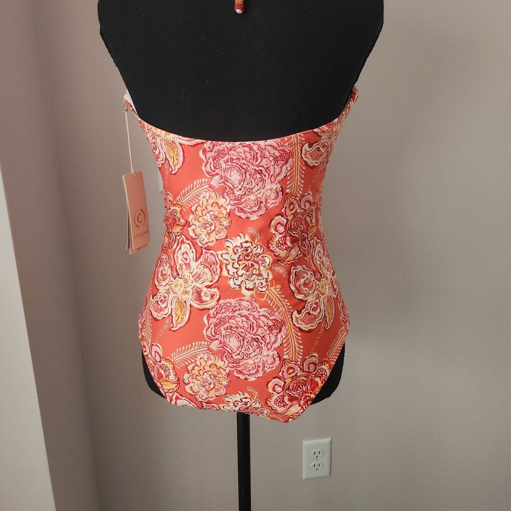 Cosita Linda Swimsuit Beaded Floral Cut Out Halter One Piece Swim NWT XL - Picture 12 of 14
